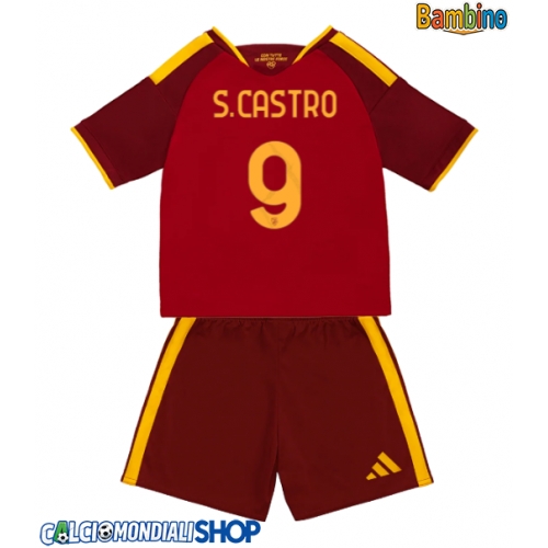 Maglie da calcio AS Roma Santiago Castro #9 Prima Maglia Bambino 2026-27 Manica Corta + Pantaloni corti)